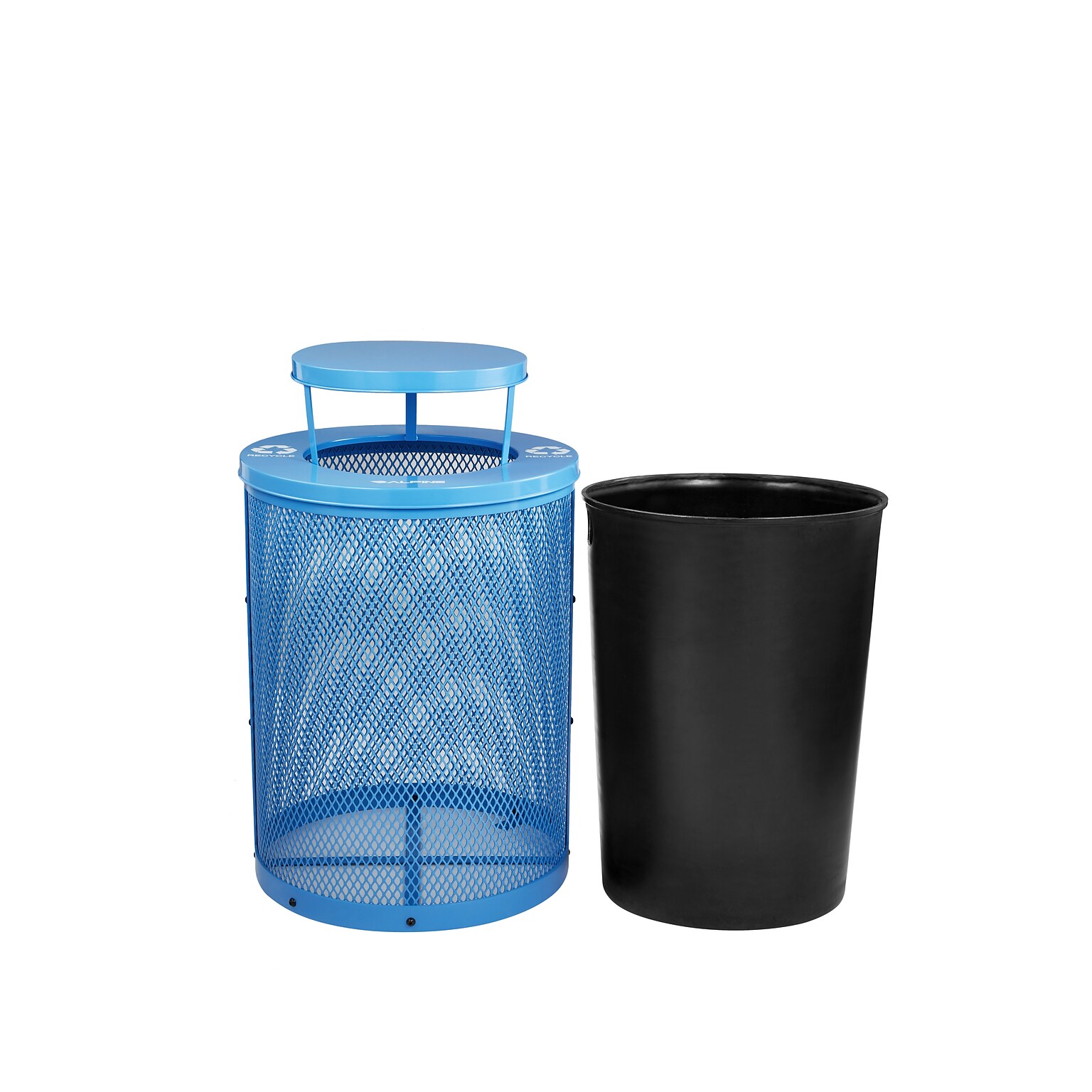 Alpine Industries 4460 Steel Mesh Recycling Bin, 36 Gallon, Blue (ALP4460-01-D)
