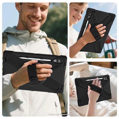 SaharaCase Raider-X Series Heavy Duty Case for Galaxy Tab S11 Ultra, Hand Strap & Shoulder Strap, Scorpion Black (TB00503)