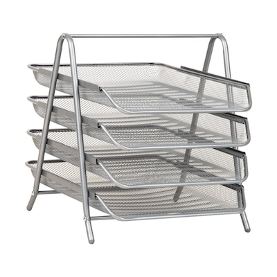Mind Reader Metal Mesh Front Loading Letter Tray, Letter/Legal Size, Silver (4TPAPER-SIL)