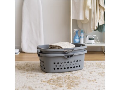 Iris Plastic Laundry Basket, Gray, 2/Pack (585089)