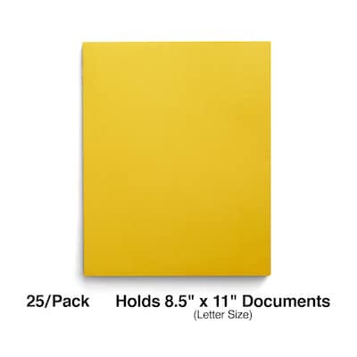 Staples Smooth 2-Pocket Paper Folder, Yellow, 25/Box (50761/27538-CC)