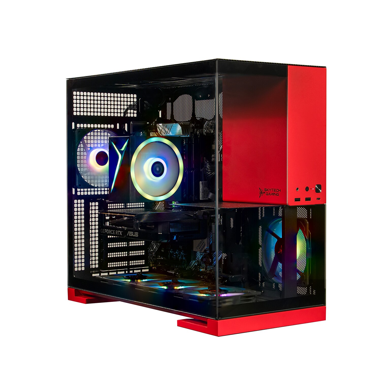 Skytech Viper Gaming Desktop Computer, NVIDIA GeForce RTX 5060, AMD Ryzen 7 5700, 32GB RAM, 1TB SSD, Windows 11, Red