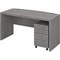 Bush Business Furniture Echo Bow Front Desk with Mobile File Cabinet, Modern Gray (ECH001MG)