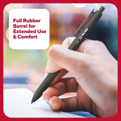 TRU RED™ Retractable Quick Dry Gel Pen, Extra Fine Point, 0.38mm, Black, 5/Pack (TR56951)