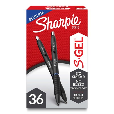 Sharpie S-Gel Retractable Gel Pens, Bold Point, 1.0mm, Blue Ink, 36 Pens/Pack (2096127)