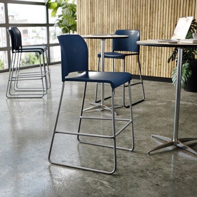 Flash Furniture Hercules Kenai Classic Plastic Stacking Full Back Bar Stools, 3-Pieces (3RUT239AHBSNV)