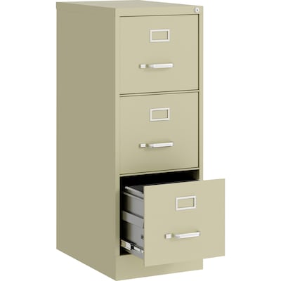 Lorell Fortress 3-Drawer Vertical File Cabinet, Letter Size, Lockable, 40.2"H x 15"W x 22"D, Putty (LLR42296)