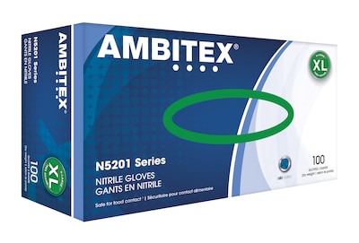 Ambitex N5201 Series Powder Free Blue Nitrile Gloves, XL, 100/Pack, 10 Packs/CT (NXL5201)