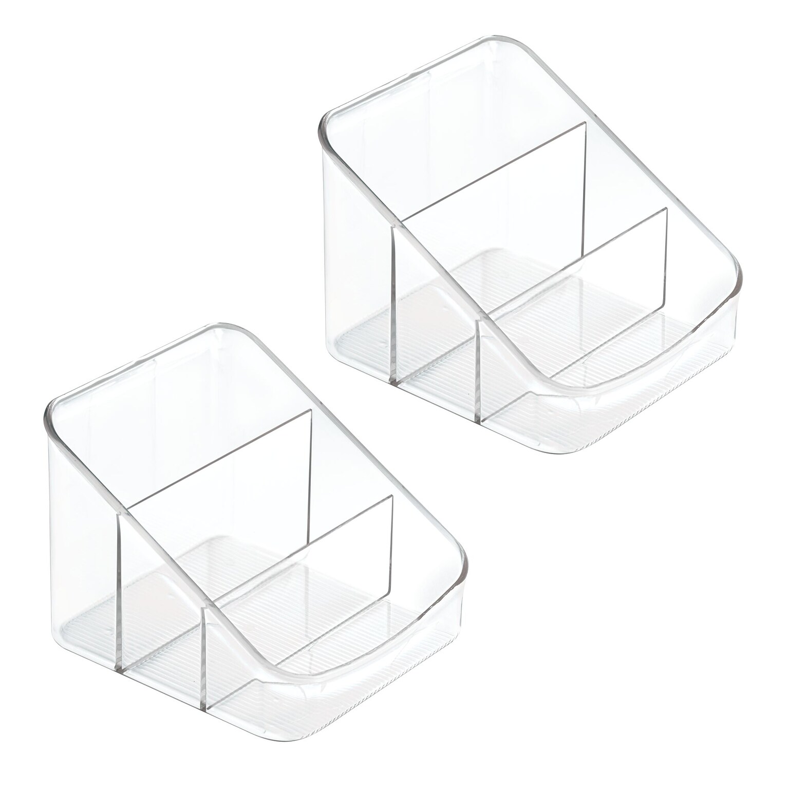 iDESIGN 3-Compartment Plastic Desk Organizer, Clear, 2 Piece (28166M2)
