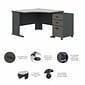 Bush Business Furniture Cubix 48"W Corner Desk with Mobile File Cabinet, Slate/White Spectrum (SRA035SLSU)