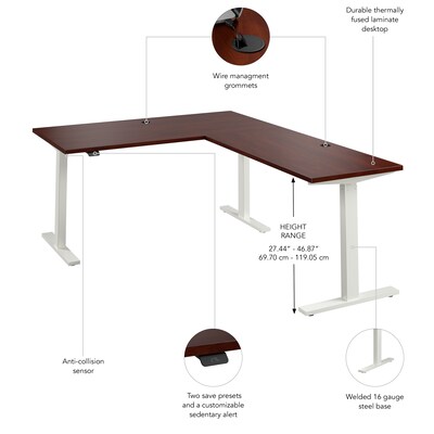 Bush Business Furniture Move 60 Series 60"W L Shaped Adjustable Standing Desk, Hansen Cherry (M6SL6078HCWK)