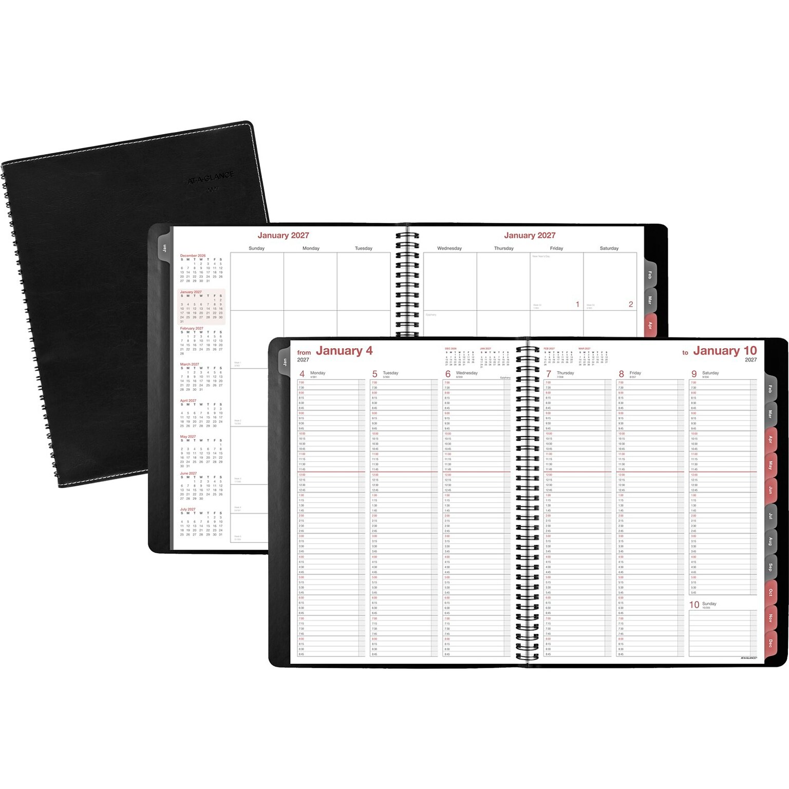 2027 AT-A-GLANCE 8 x 11 Weekly & Monthly Appointment Book, Faux Leather Cover, Black (33351-2701)