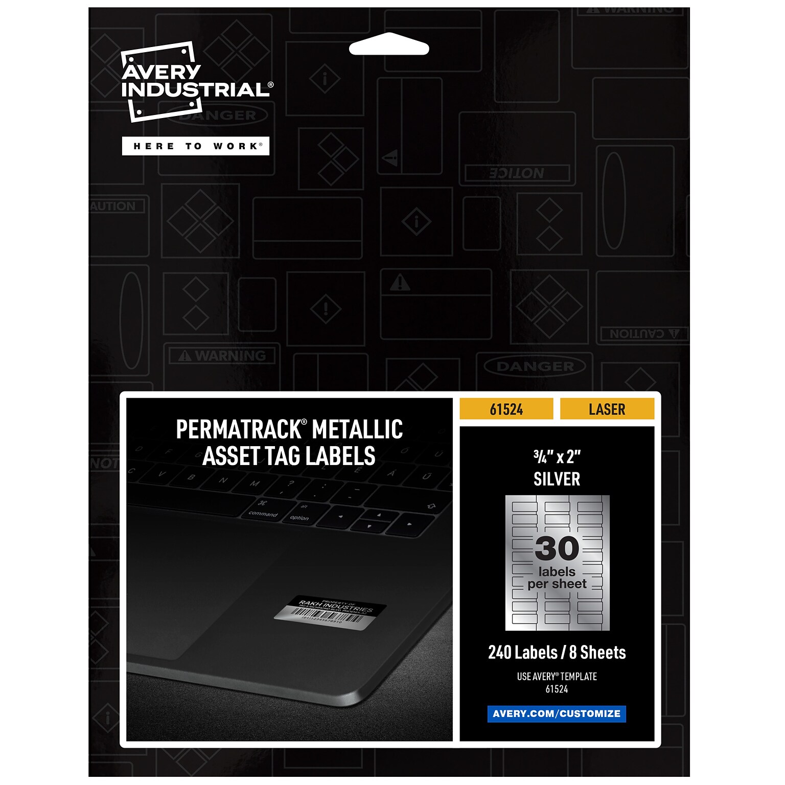 Avery PermaTrack Metallic Laser Asset Tag Labels, 3/4 x 2, Glossy Silver, 240 Asset Tags/Pack (61524)