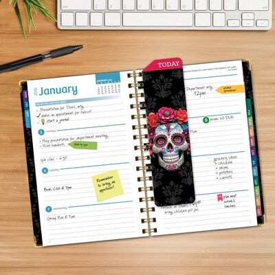 2026 Global Printed Products 5.5" x 8" Weekly & Monthly Planner, Paperboard Cover, Sugar Skull (FSHN-CY26-58-48)