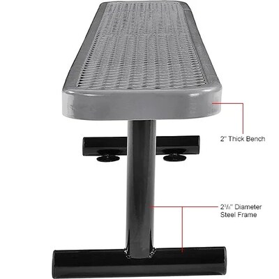 Global Industrial 6' Outdoor Steel Flat Bench, Expanded Metal, Gray (277156GY)