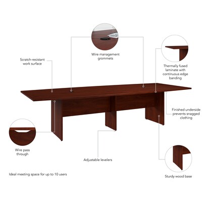Bush Business Furniture 120W x 48D Boat Shaped Conference Table with Wood Base, Hansen Cherry (99TB12048HCK)