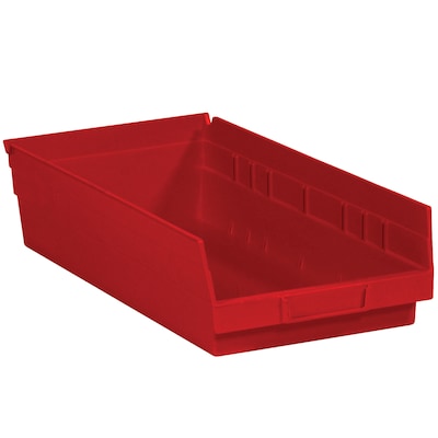Quill Brand 17 7/8 x 8 3/8 x 4 Plastic Shelf Bin, Red, 10/Case (BINP113R)
