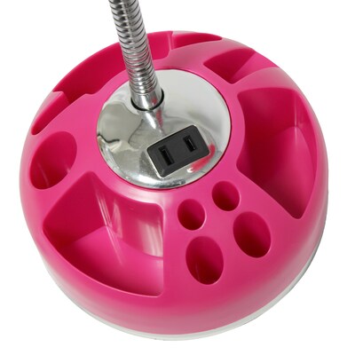 Creekwood Home Sleek Essentials 19.5" Basic Swivel Desk Lamp with Charging Outlet and Storage, Pink (CWD-1003-PN)