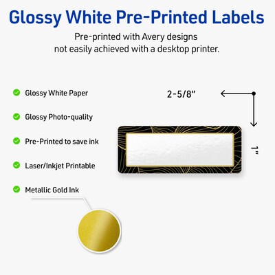 Avery Laser/Inkjet Rectangle Multipurpose Labels, 1 x 2-5/8, White, 160/Pack (S00-ETF)