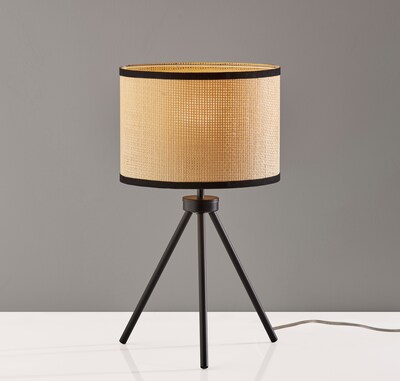 Adesso Raven Incandescent Table Lamp, Black & Natural (3953-01)