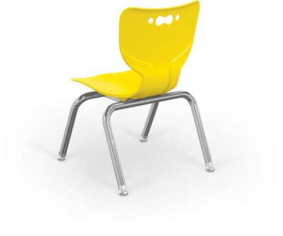 MooreCo 12 Hierarchy Student Chair with 4 Legs, Yellow/Chrome Base (703673595360)