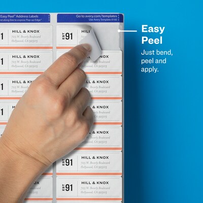 Avery Easy Peel Inkjet Address Labels, 1" x 2-5/8", Clear, 30 Labels/Sheet, 25 Sheets/Pack   (8660)