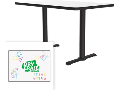Correll Dry-Erase Markerboard Cafe Table, 30" x 48", Frosty White/Black (BTT3048DE-80)
