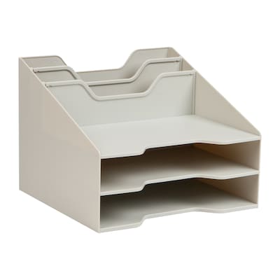 Mind Reader 5-Compartment Plastic Desk Tray, Beige (ANCHBOX5-BEI)