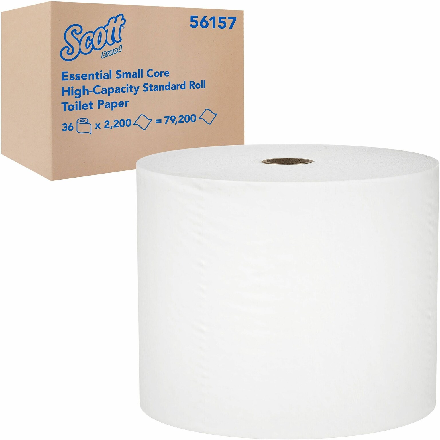 Scott Essential Small Core Toilet Paper, 1-Ply, White, 2200 Sheets/Roll, 36 Rolls/Carton (KCC56157)