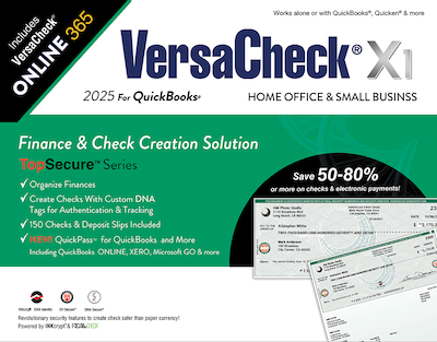 VersaCheck X1 2025 for QuickBooks Download + VersaCheck ONLINE Gold, 1-Year Subscription (VCX1Q-2345