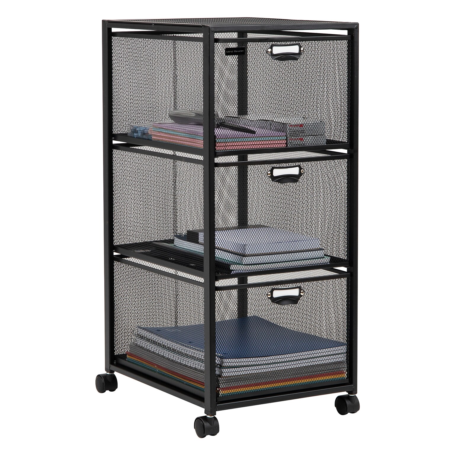 Mind Reader 3-Drawer Multipurpose Cart with Wheels, Metal, Black (3TWHEEL-BLK)