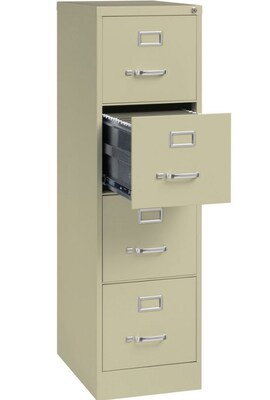 Lorell Fortress Series 22 4-Drawer Vertical File Cabinet, 15W x 22D, 52H, Putty (LLR42293)
