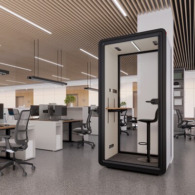 FlexiSpot NeoPod Modular Series 1-Person Privacy Booth with Switchable Privacy Glass, White (P1FC-3W-Pro)