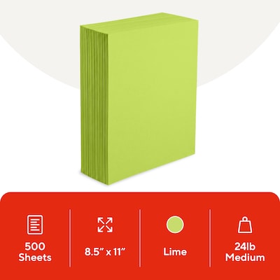Staples Brights Multipurpose Paper, 24 lbs., 8.5 x 11, Lime, 500/Ream (20105)
