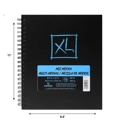 Canson XL Series 8.5 x 11 Wire Bound Mixed Media Sketch Book, 60 Sheets/Book (MCXC400085761)