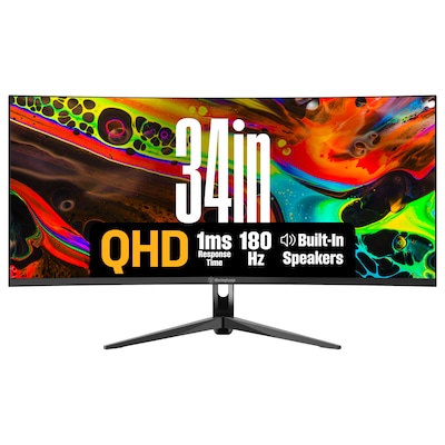 Westinghouse BX Series Ultrawide 34 Curved UWQHD 180Hz LED  AMD FreeSync Gaming Monitor, Built-In Speakers, Black (WC34BX6250)