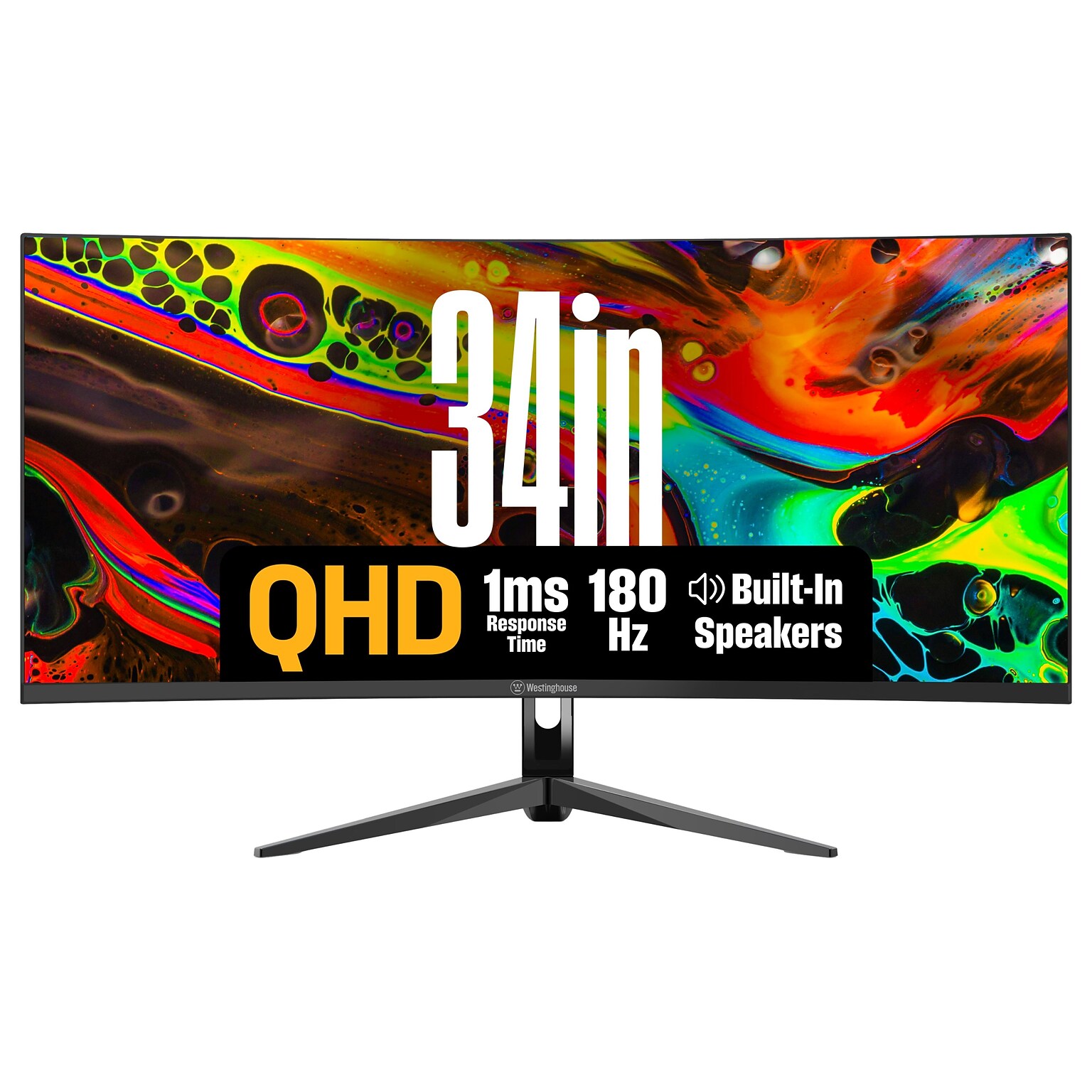 Westinghouse BX Series Ultrawide 34 Curved UWQHD 180Hz LED  AMD FreeSync Gaming Monitor, Built-In Speakers, Black (WC34BX6250)