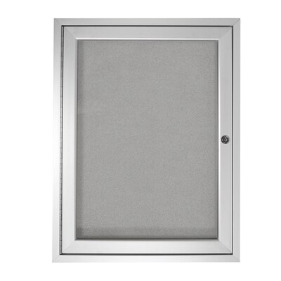 Ghent 1 Door Enclosed Vinyl Bulletin Board, Satin Aluminum Frame, 24H x 18W, Silver, (GHEPA12418VX193)