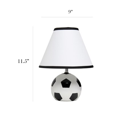 Simple Designs SportsLite 11.5" Tall Athletic Sports Soccer Ball Base Ceramic Bedside Table Desk Lamp (LT1079-SCR)
