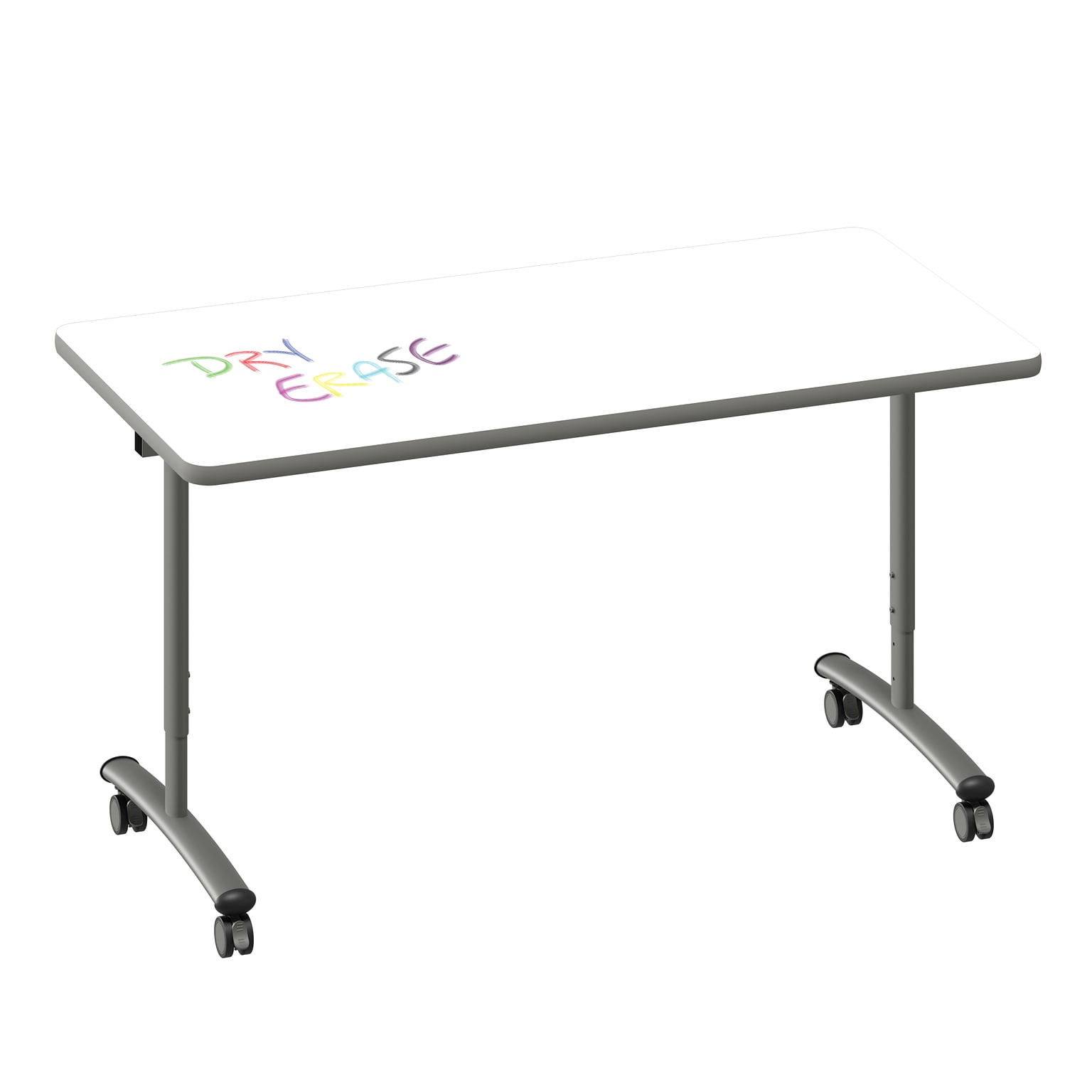 Correll 60W x 30D Adjustable Foldable Rectangular Training Room Table, Laminate, With Wheels, Frosty White (FTS3060DE801413)