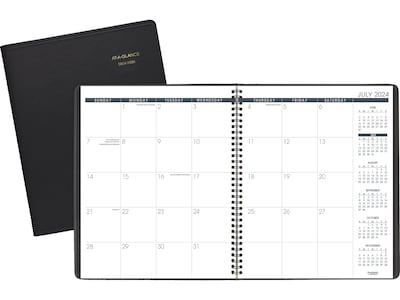 2024-2025 AT-A-GLANCE 9" x 11" Academic Monthly Planner, Faux Leather Cover, Black (70-074-05-25)