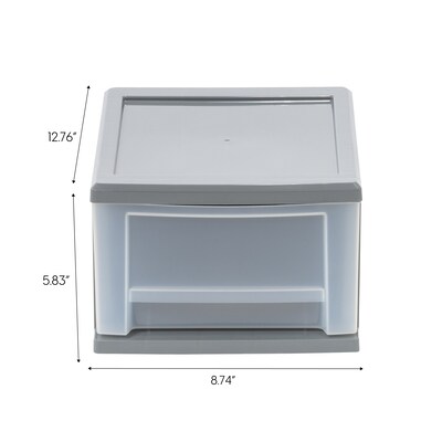 Iris Stackable Plastic Storage Bin with Drawer, Gray (500223)