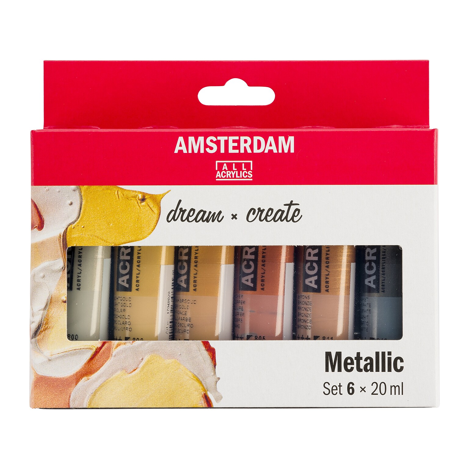 Amsterdam Metallic Acrylic Paint, Assorted Colors, 6/Pack (AMS17820501)