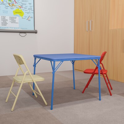 Flash Furniture Mindy Square Kids 3 Piece Folding Table and Chair Set, 24 x 24, Multicolored (JB10CARD)