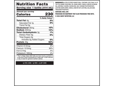 Quest Vanilla Protein Milkshake, 14 oz., 12 Bottles/Carton (QRTDHPVN12M1)