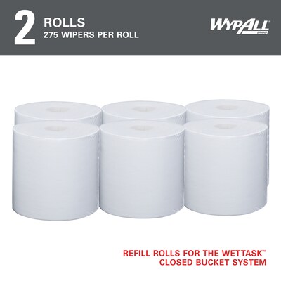 WypAll PowerClean WetTask Fabric Cleaning Wipers, 15 x 9, White, 275 Sheets/Roll, 2/Carton (06006)