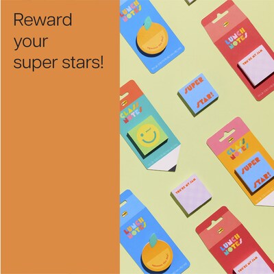 Post-it Class Notes Super Star Sticky Notes, 1.9 x 1.9, Purple/Red, 100 Sheets/Pad (SBTS26-CN-12)