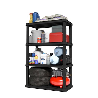 Iris 4-Shelf Plastic Shelving Unit, 55.8 x 35.9 x 17.9, Black (140099)