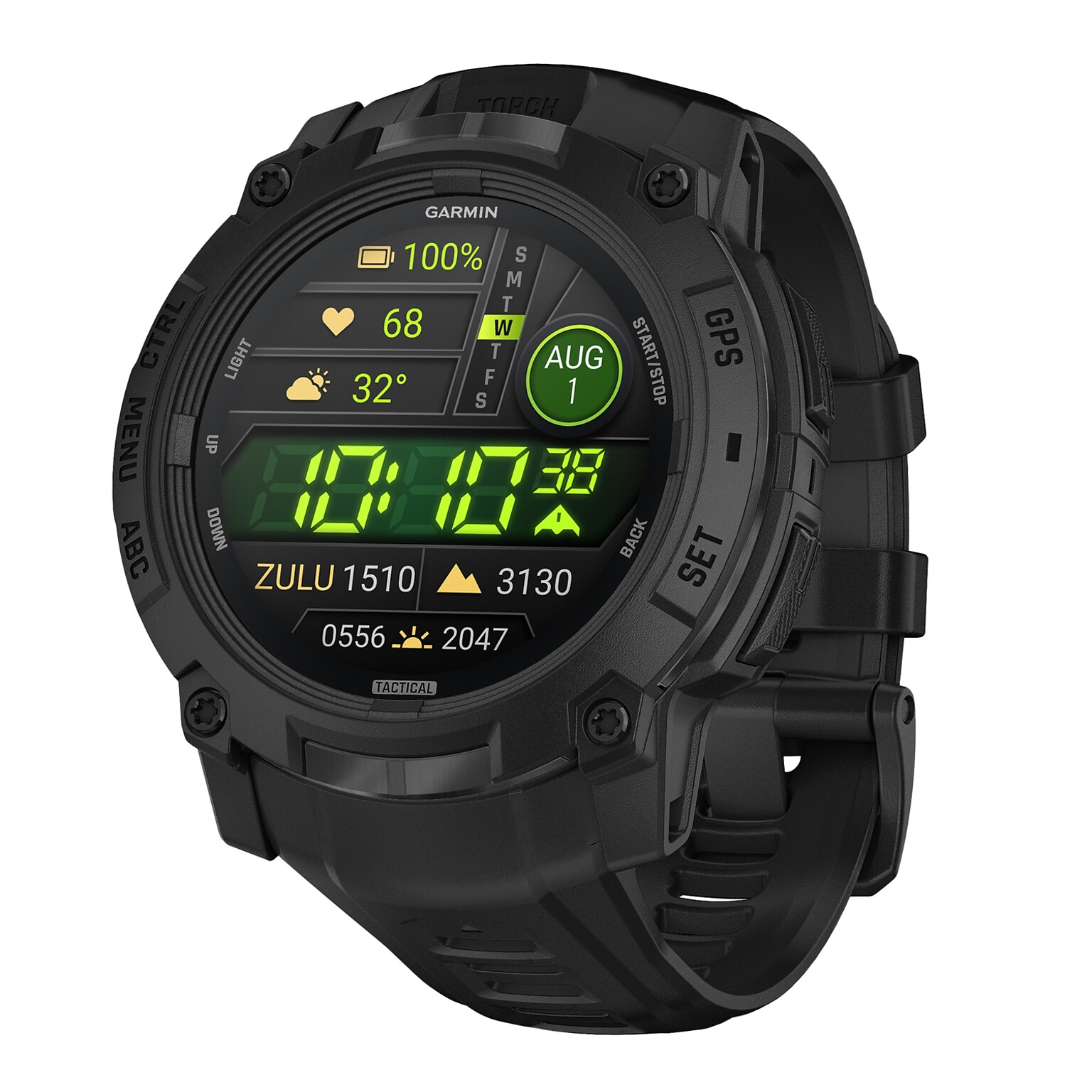 Garmin Instinct 3 Tactical Edition AMOLED GPS Smartwatch with Silicone Band, Black, 50mm (010-03020-50)