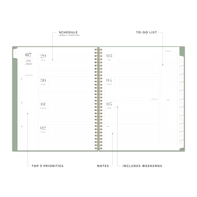 2026-2027 Blue Sky Sincerely Sage 8.5 x 11 Academic Year Weekly & Monthly Planner, Plastic Cover, Sincerely Sage (159085)